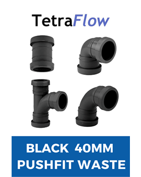 40mm Black Pushfit Waste Tetraflow