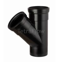 Tetraflow Black 110mm Push Fit 45 Degree Double Socket/Spigot Branch