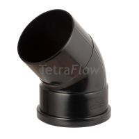 Tetraflow Black 110mm Push Fit 45 Degree Single Socket/Spigot Bend