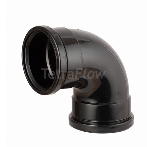 Tetraflow Black 110mm Push Fit 92 Degree Double Socket Bend