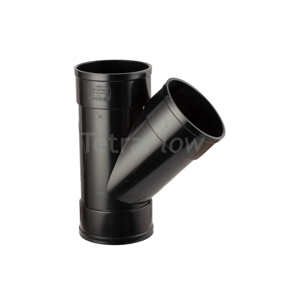 Black 110mm Solvent 135 Branch Triple Socket - PDC