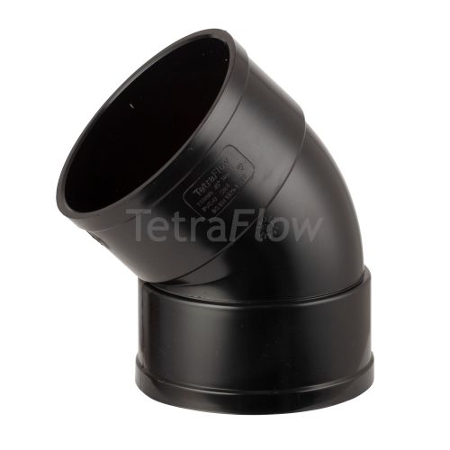 Tetraflow Black 110mm Solvent 45 Double Socket Bend 110mm Solvent