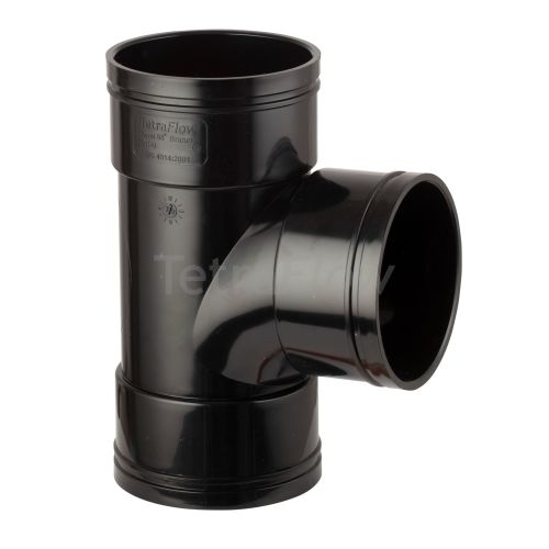 Tetraflow Black 110mm Solvent 92.5 Branch Triple Socket 110mm Solvent