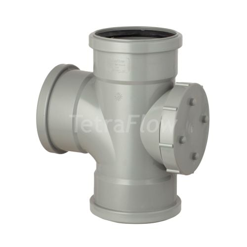 Tetraflow Grey 110mm Push Fit Access Door Branch Triple Socket