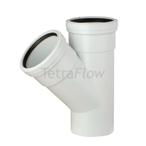 Tetraflow White  110mm Push Fit 45 Degree Double Socket/Spigot Branch