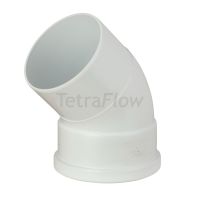 Tetraflow White 110mm Push Fit 45 Degree Single Socket/Spigot Bend