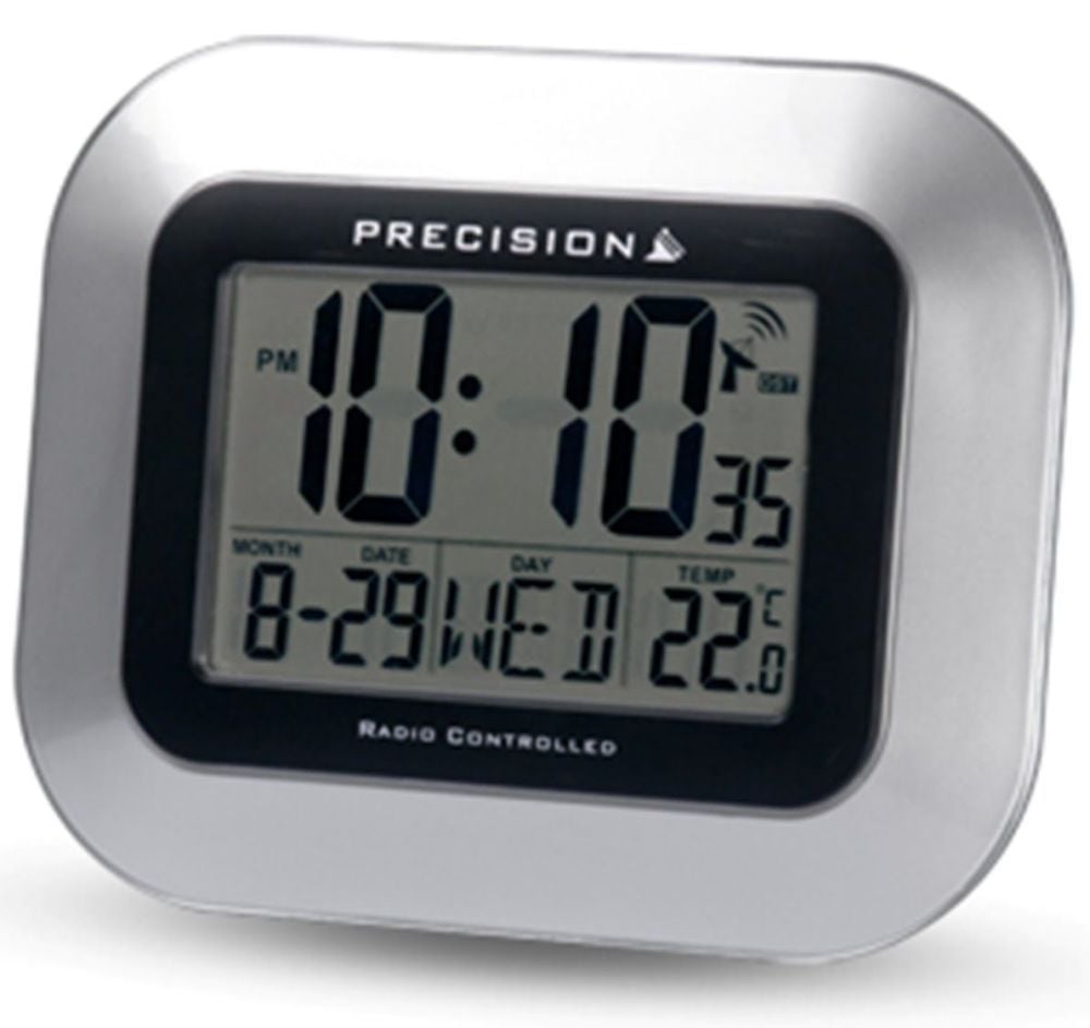 Large Silver Digit Radio Controlled Wall or Desk Clock