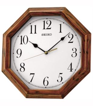 Seiko Wooden Octagonal Oak Finish Wall Clock