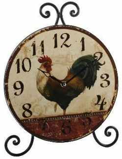 Wrought Iron Aged Shabby Design Cockerel Clock