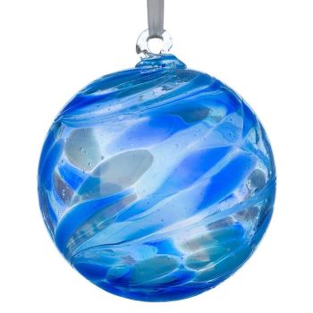 10cm Sienna Glass Sapphire Blue Friendship Ball