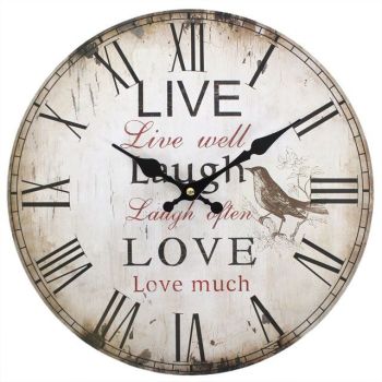 34cm Live, Laugh, Love Wall Clock