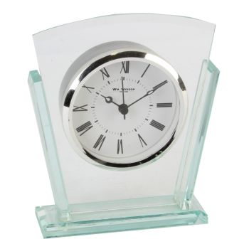 Art Deco Fan Shape Glass Mantel Clock