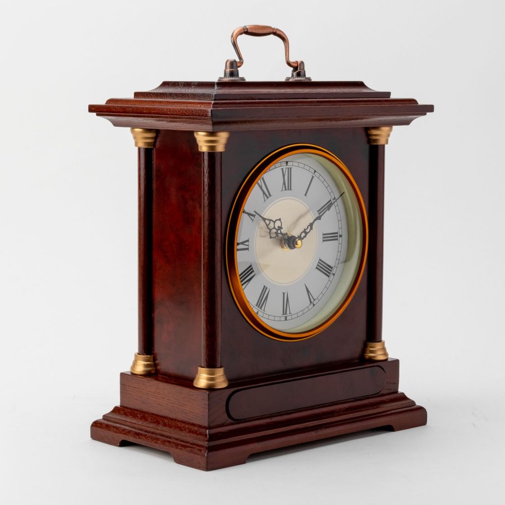 Mahogany Colour Wooden Bracket Mantel Clock