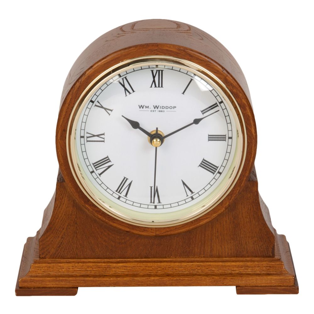 Napoleon Style Wooden Barrel Mantel Clock By Wm Widdop