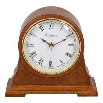 Napoleon Style Wooden Barrel Mantel Clock By Wm Widdop