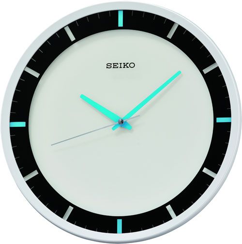 Seiko White Blue & Black Contemporary Wall Clock