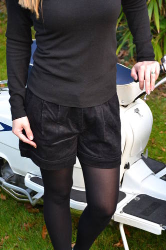 Black Cord Shorts Pocket