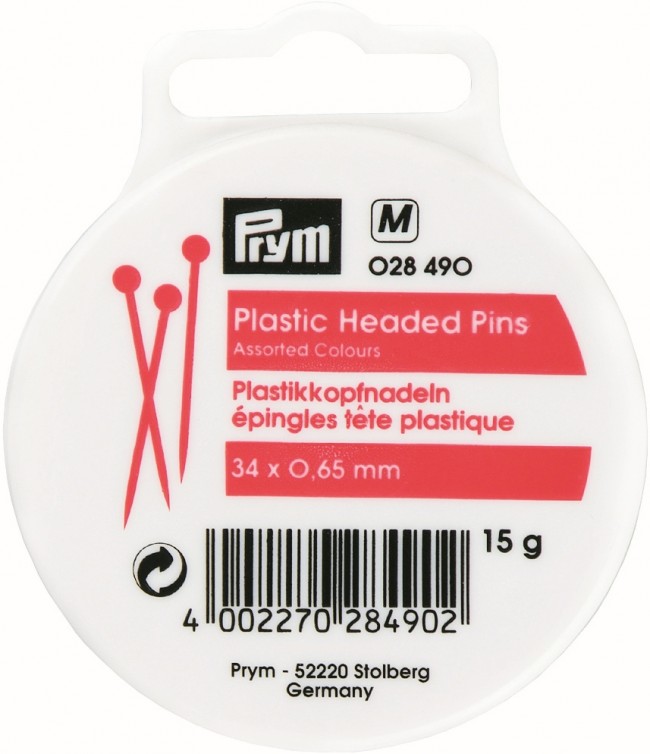 prym 34mm plastic headed pins 028490 assorted colours