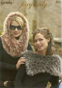 Wendy Racy Foxy Lady Knitting Pattern 5221 Collar and Snood