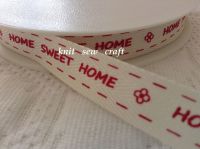 Home Sweet Home Ribbon Printed Lettering Textured Sold By The Metre