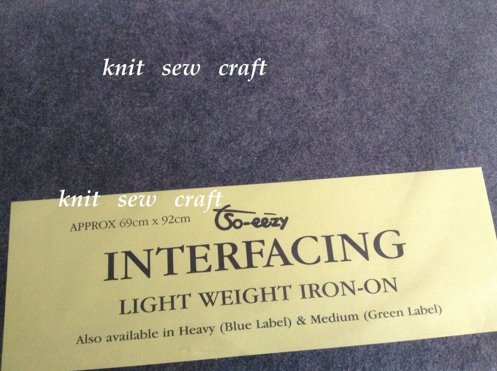 Iron On Interfacing Light Weight Sheet Dark Grey Fusible Interlining