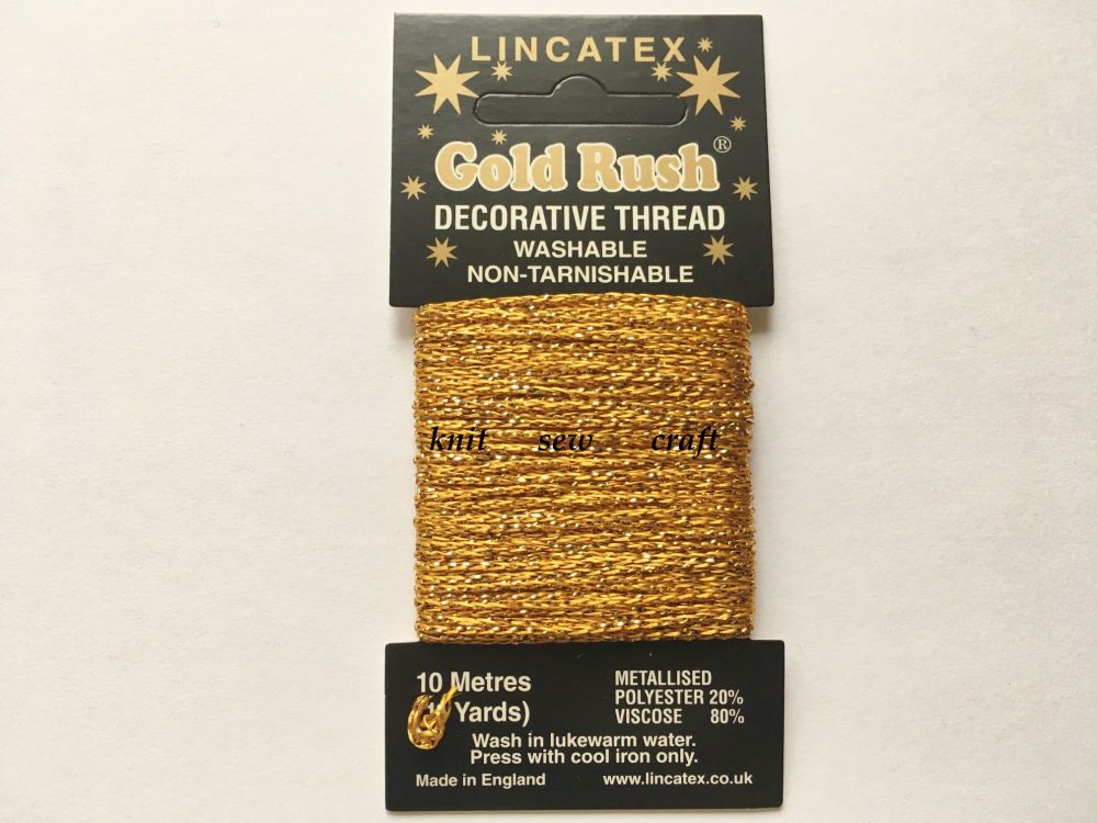 dark gold decorative metallic glitter thread 10 metres Lincatex