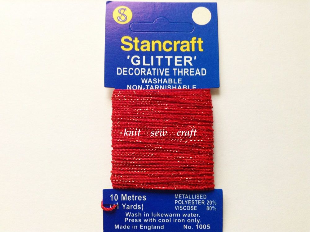 Stancraft Decorative Glitter Thread Red 10 Metres