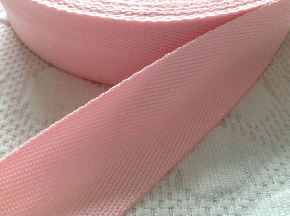 Baby Pink Herringbone Webbing 38mm Soft Woven Blanket Binding