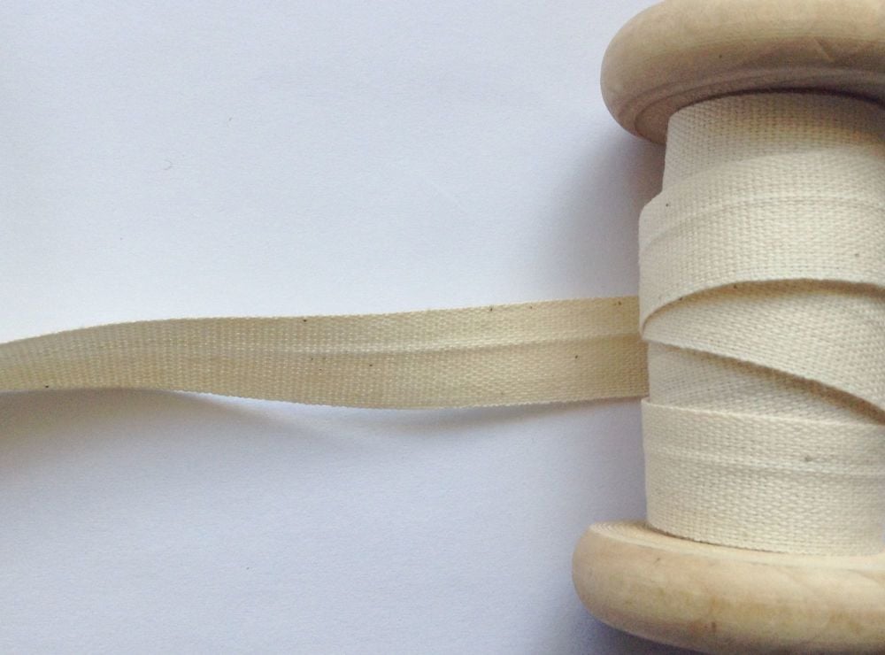 14mm Wide Cream Cotton Tape By Safisa 056
