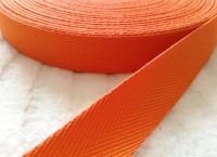 Orange Herringbone Pattern Woven Cotton Webbing