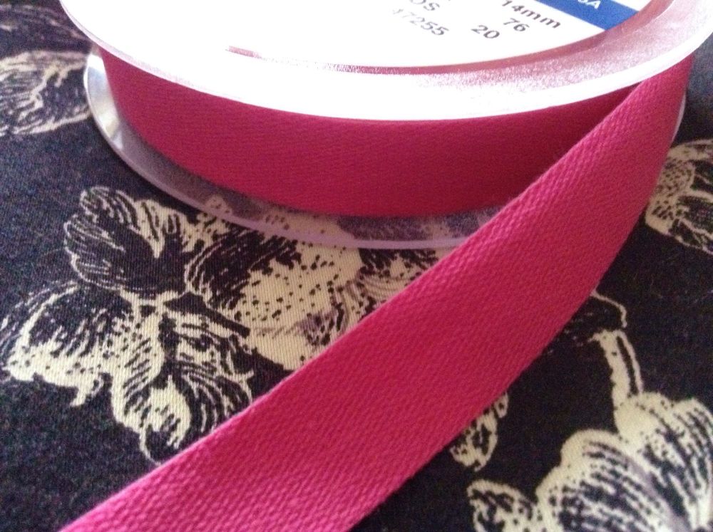 14mm Hot Pink Cotton Tape Apron Ties Half Metre Fuschia Pink