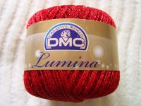 Red DMC Lumina Metallic Thread L666 Crochet Knitting Yarn 20g Ball