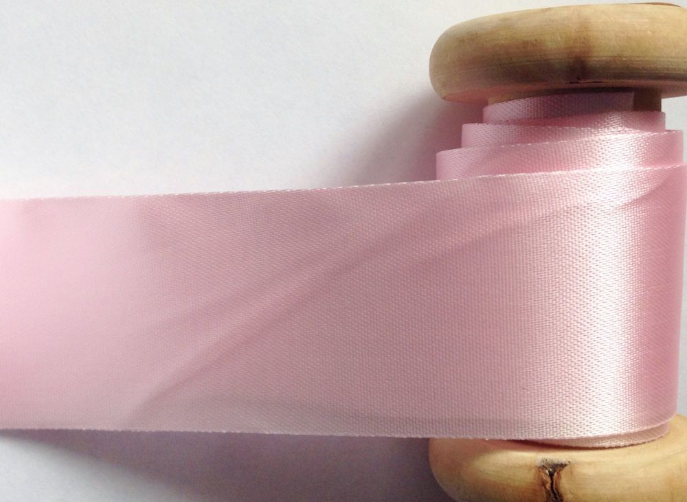 pink satin blanket binding ribbon 1 metre x 72mm single folded ribbon