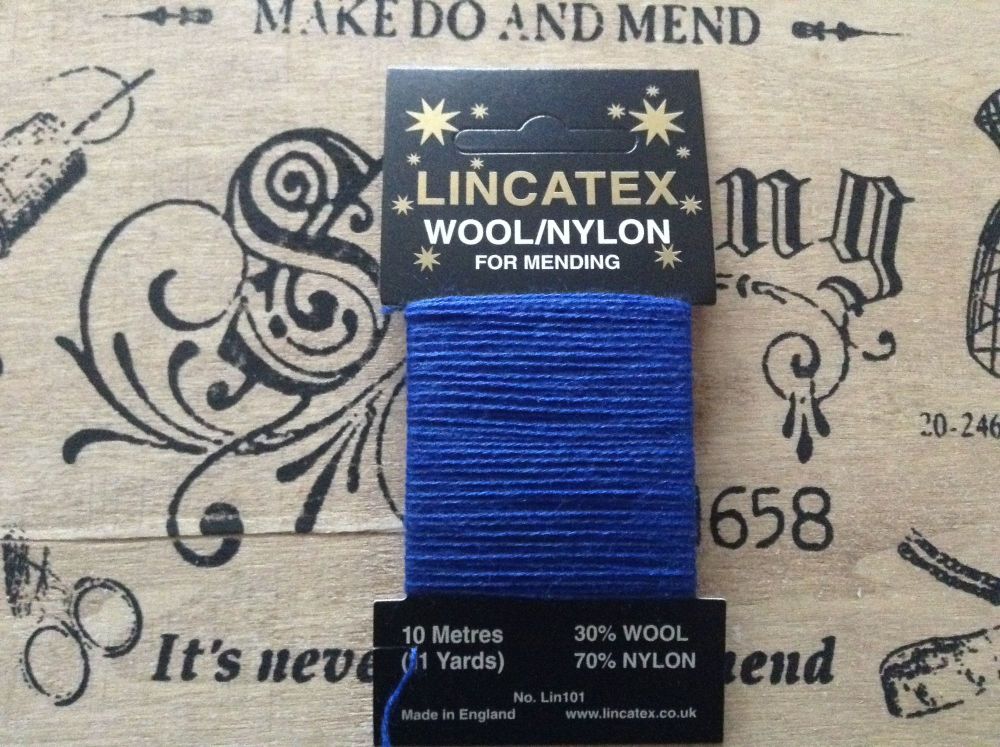 10 metres Lincatex sock darning wool royal blue