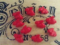 10 Red Rabbit Buttons (large)