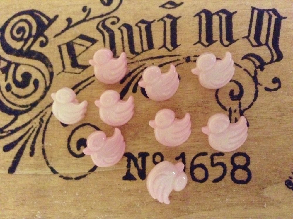 Baby Pink Duck Buttons - 10 Pink Ducklings