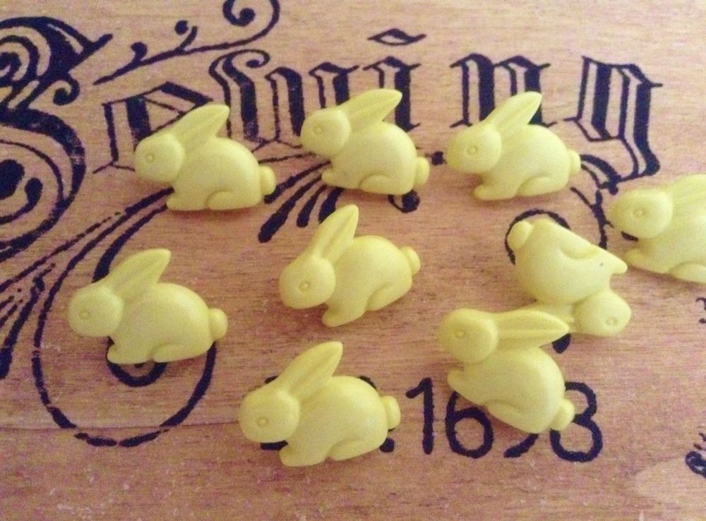 Rabbit Buttons - 10 Lemon Yellow Large Bunnies