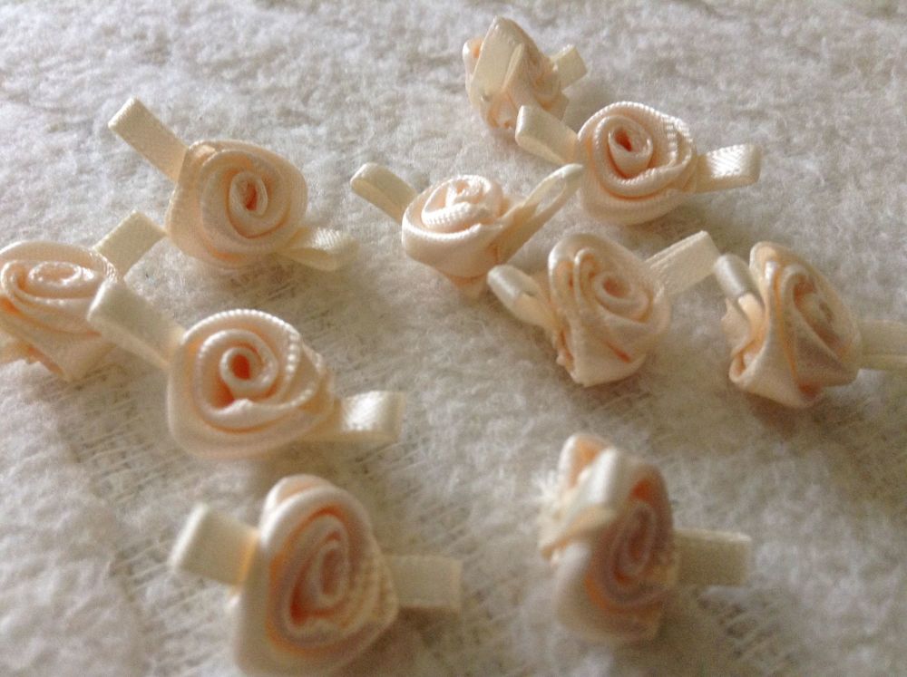 Cream Satin Small Ribbon Roses