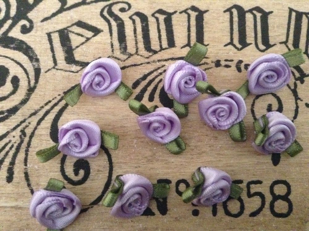 Lilac Satin Fabric Roses