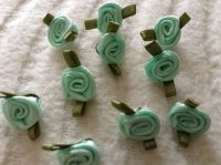 Satin Fabric Roses - Mint Green