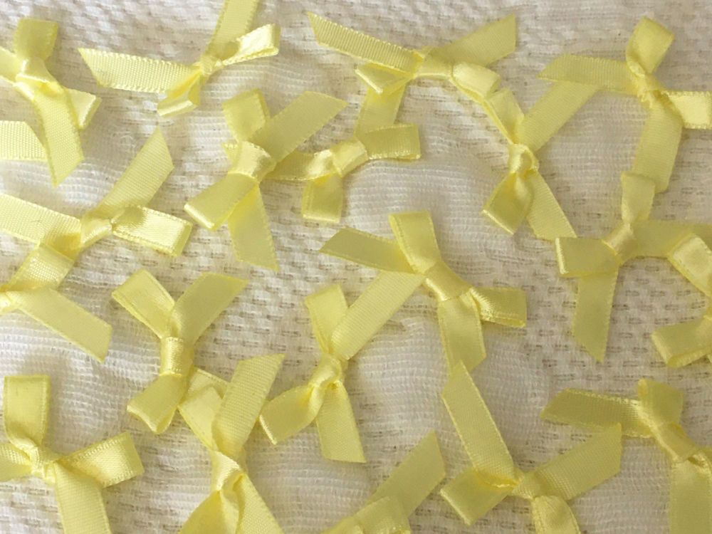 10 Lemon Yellow Satin Ribbon Bows