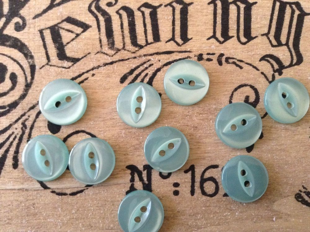 turquoise fish eye buttons set of 10 x 14mm