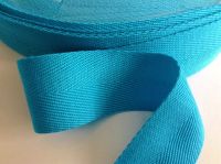 Kingfisher Blue Apron Ties Tape 25mm Herringbone Pattern Twill
