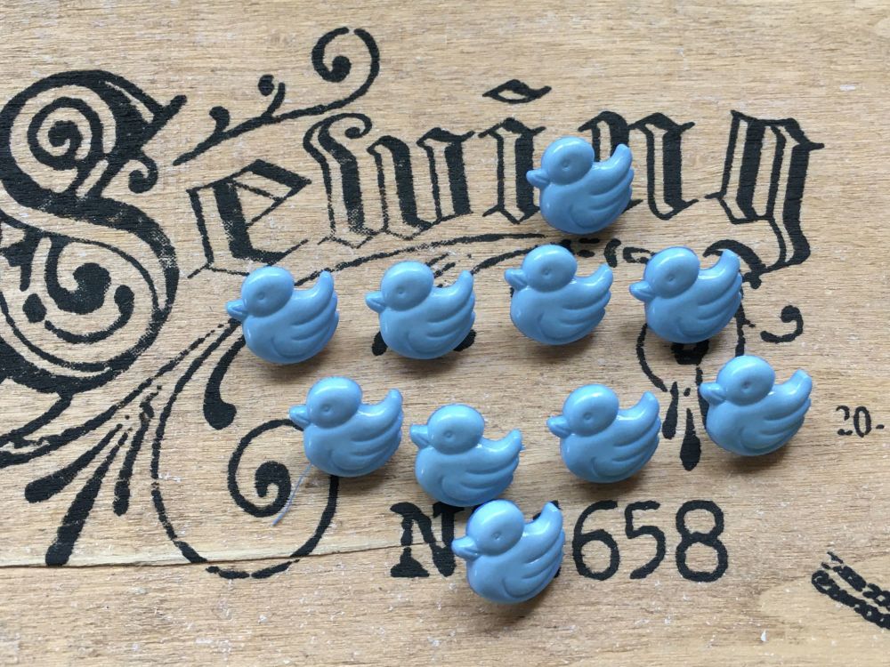 Mid Blue Duck Buttons 10 Little Ducklings