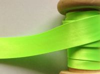 Fluo Green Satin Bias Ribbon Half Metre Fluorescent Fabric