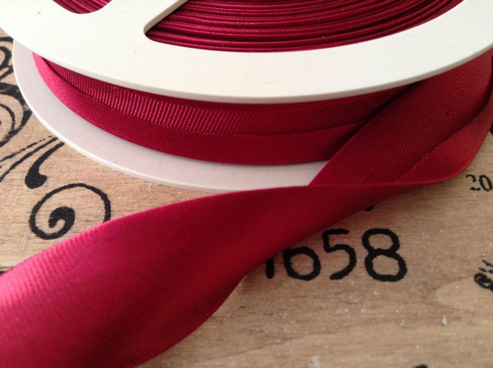 Satin Bias Ribbon Maroon Red Per Half Metre Length