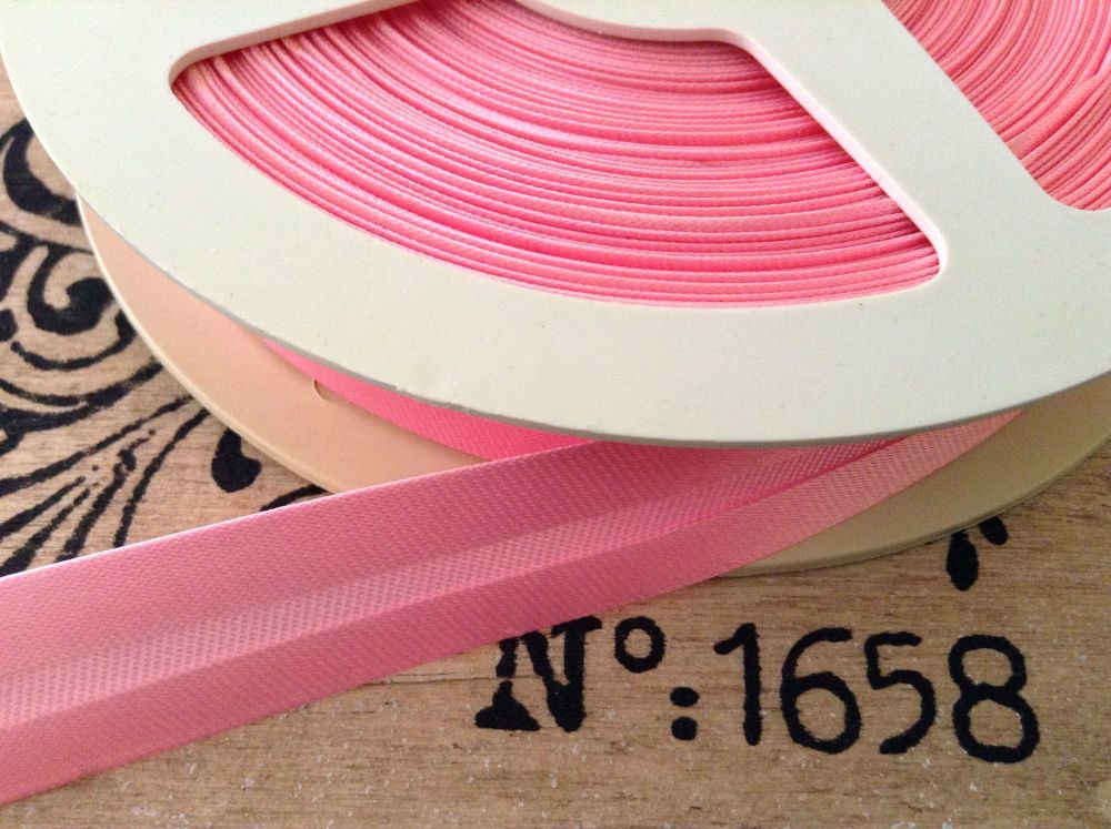 Pink Satin Bias Binding - 25 Metre Reel - Rose Pink