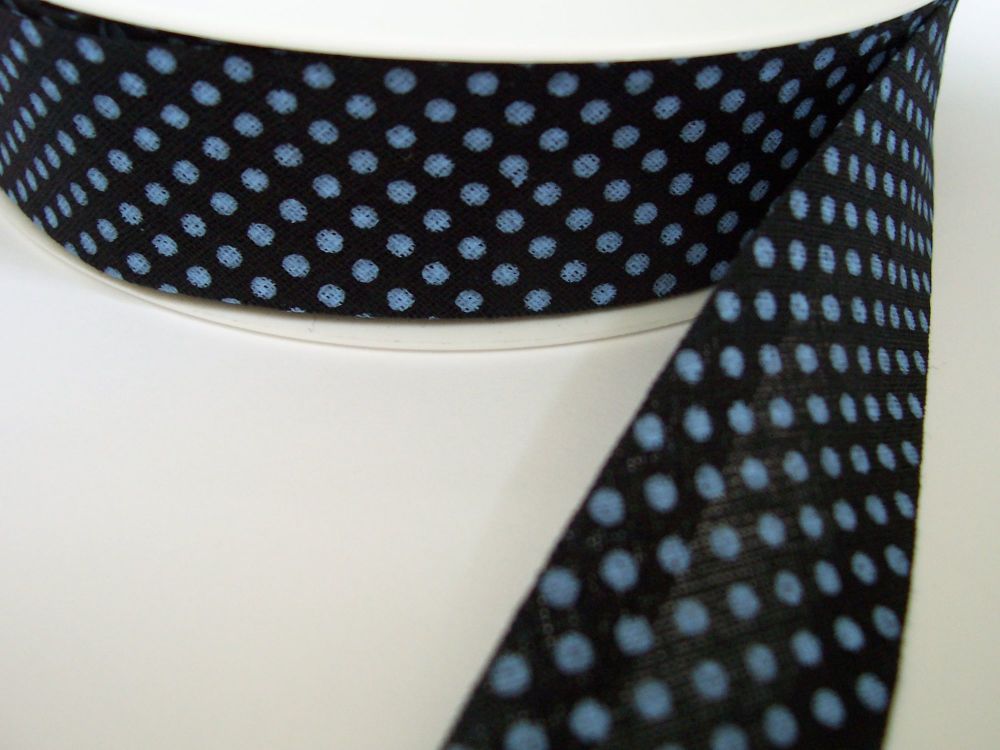 Dotty Bias Binding Tape - Blue/Black Polka Dots 4795