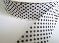 Polka Dots Pattern Cotton Sewing Tape - White/Black 4793