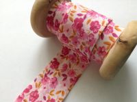 25mm wide bias binding with pink flowers 883-2200